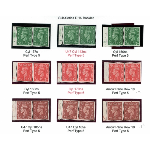 1359 - ½d, 1d & 1½d LIGHT COLOURS BOOKLET PANES OF TWO INC. RARE - inc. ½d cyl. 137 dot, U47 cyl. 143 (rare... 