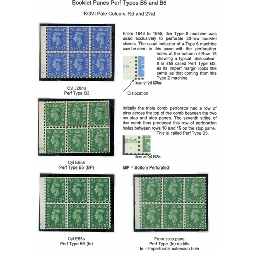 1361 - ½d, 1d, 1½d & 2½d LIGHT COLOURS BOOKLET PANES OF MOSTLY FOUR/SIX ON PAGES - inc. ½d orange, 1d light... 