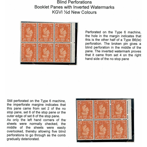 1361 - ½d, 1d, 1½d & 2½d LIGHT COLOURS BOOKLET PANES OF MOSTLY FOUR/SIX ON PAGES - inc. ½d orange, 1d light... 