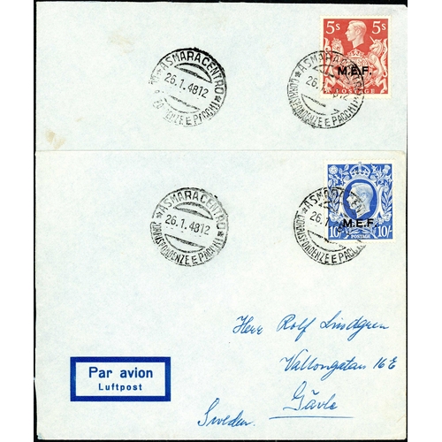 1499 - 1938-55 FDC ETC GROUP - 21 Nov. 1938 reg. air env. to Paraguay with 4d & 5d strips of four, along wi... 