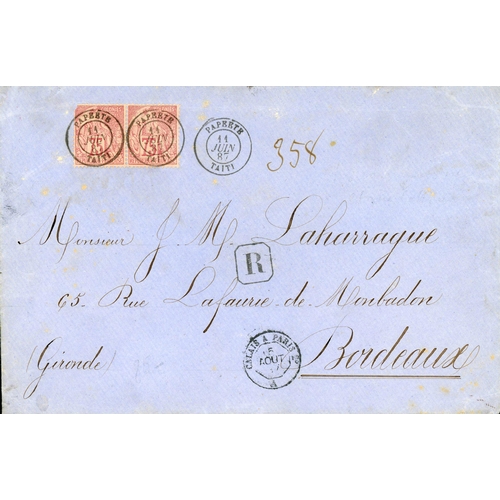 156 - TAHITI - FRENCH NAVAL CONCESSION RATE COVER TO FRANCE (+CIVILIAN U.P.U. REGISTERED RATE COVER); Fine... 