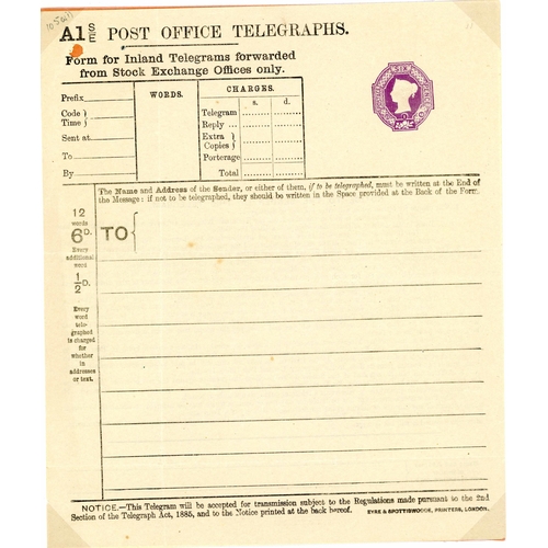 1658 - QV, KEVII & KGV UNUSED TELEGRAPH FORMS 1870-1901: An 1870-1935 set of mint forms inc. TCP1b (1/- Tel... 