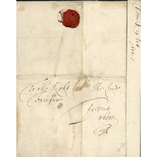 1665 - ENGLISH CIVIL WAR - MILITARY 'FLAG OF TRUCE' LETTER SENT BETWEEN GOVERNORS OF NEWARK & YORK; 21 Oct.... 