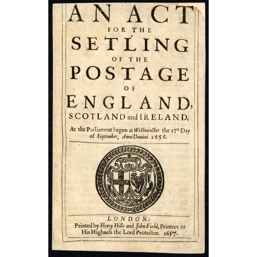 1667 - THE FIRST CROMWELLIAN POST OFFICE ACT OF PARLIAMENT; Fine 1657 printed black letter 