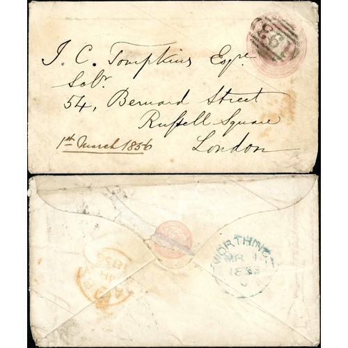 1752 - WORTHING - EARLIEST & LATEST DATES OF THE RARE 193 ERROR OF NUMERAL CANCEL - 1 Mar. 1856 1d pink (fa... 