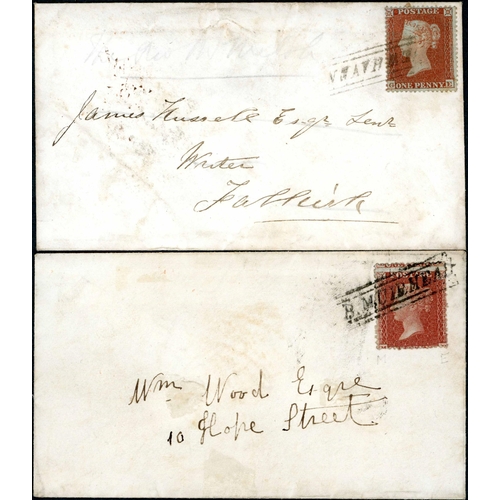 1842 - 1820s-60s TOWN R.H. RANGE OF MAIL INC. SCOTS LOCAL CANCELS - on pages, good range of strikes on the ... 