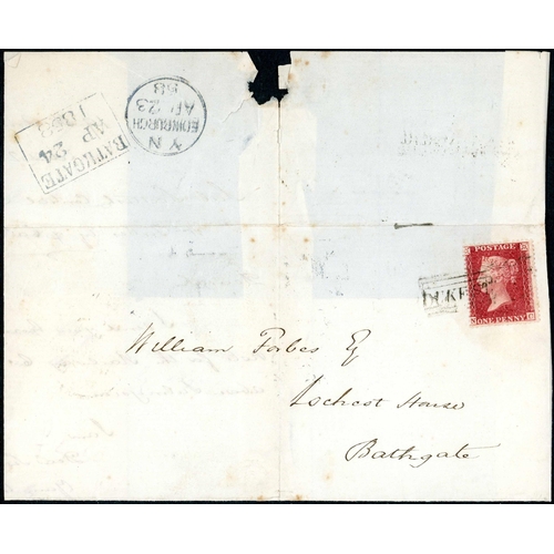 1842 - 1820s-60s TOWN R.H. RANGE OF MAIL INC. SCOTS LOCAL CANCELS - on pages, good range of strikes on the ... 