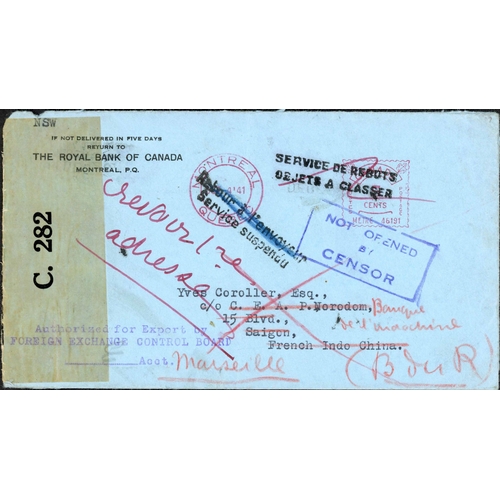 401 - ** MAIL TO/FROM FRENCH INDOCHINA; Pair with 1940 unpaid on military service airmail env. to France w... 