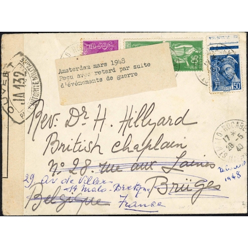 411 - ** NETHERLANDS INSTRUCTIONAL MARK/LABEL; Pair with May 1940 censored env. to Amsterdam ex NY franked... 