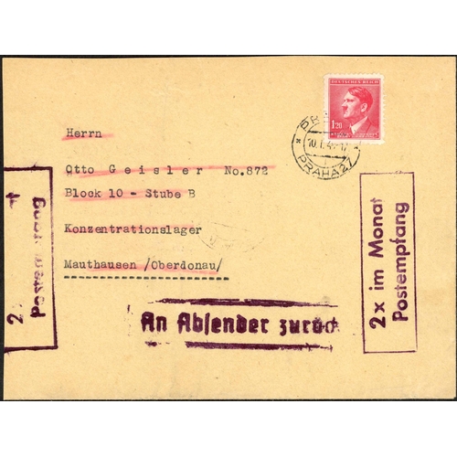 453 - ** POW MAIL LIMITATIONS; Pair with 1944 env. to occupied Austria with contents from a POW in Mauthau... 