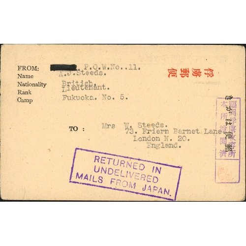 461 - ** JAPAN INWARDS UNDELIVERABLE MAIL; c1944 pair of bilingual (Japanese/English) Japanese POW PC's to... 