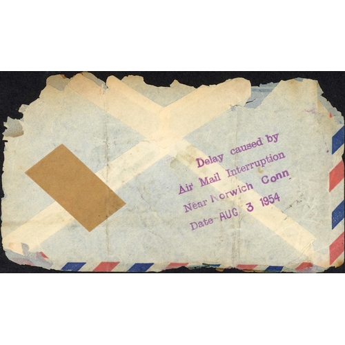 502 - ** 1954 AND 1960 AIR FRANCE CRASH MAIL; July 1954 airmail envs. to NY or Michigan with West German f... 