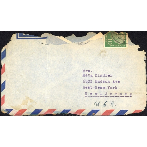 502 - ** 1954 AND 1960 AIR FRANCE CRASH MAIL; July 1954 airmail envs. to NY or Michigan with West German f... 