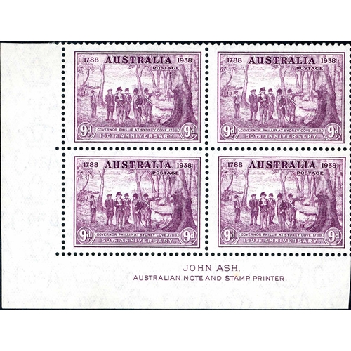 586 - 1937-52 IMPRINT BLOCK COLLECTION IN A STOCKBOOK - 1937 NSW Ash imprints on 2d red (5, three unmounte... 