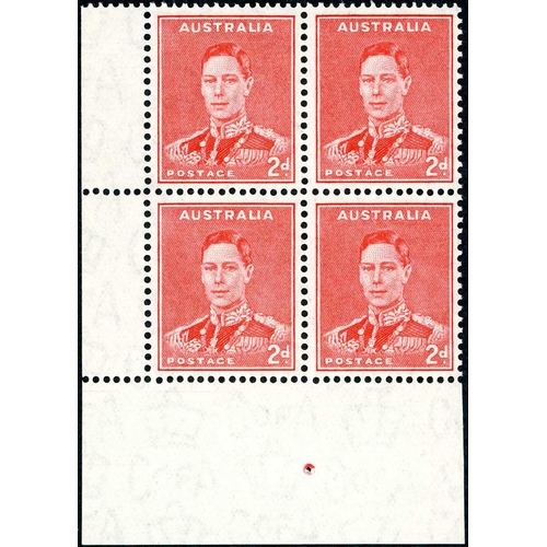 602 - 1937 ½d to 2d DEFINS. IMPRINT BLOCKS GROUP - inc. ½d orange CofA McCracken block of six with late st... 