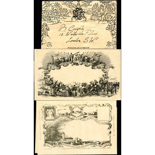 928 - 1844-70s 1d RED FRANKED GROUP - inc. 1844-54 imperf trio inc. Feb. 1854 EL to Bradford with three ma... 