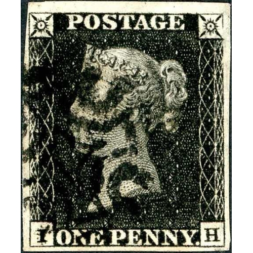 961 - PLATE 1b - IH - fine with four margins and black MX cancel.