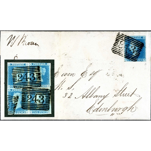 971 - PLATE 2 - PH - MAYBOLE COVER & GROUP - Jan. 1841 EL to Edinburgh with cut into 1d black tied by red ... 