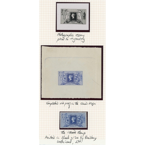 115 - 1947 UK - NATIONAL STAMP EXHIBITION - ESSAY  PROOF & COVERS: An essay proof on photographic paper (4... 