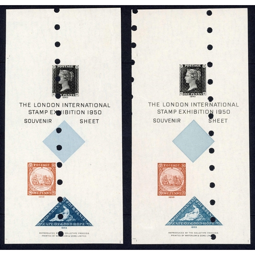 117 - 1950 UK - LONDON INTERNATIONAL STAMP EXHIBITION SOUVENIR SHEET PROOFS: A most interesting group of p... 