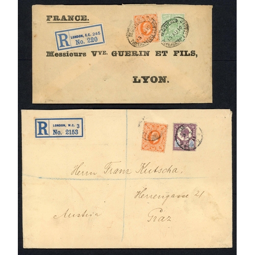 1291 - 1902-1912 ISSUES USED ON COVER: group inc. 1904 Regd env. to New York ex London franked 3d + 4x 6d (... 