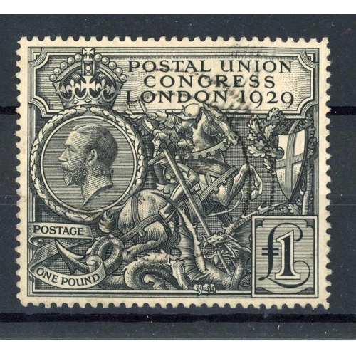 1327 - 1929 PUC £1 BLACK: Fine used example with indistinct, central c.d.s. SG 438 £550