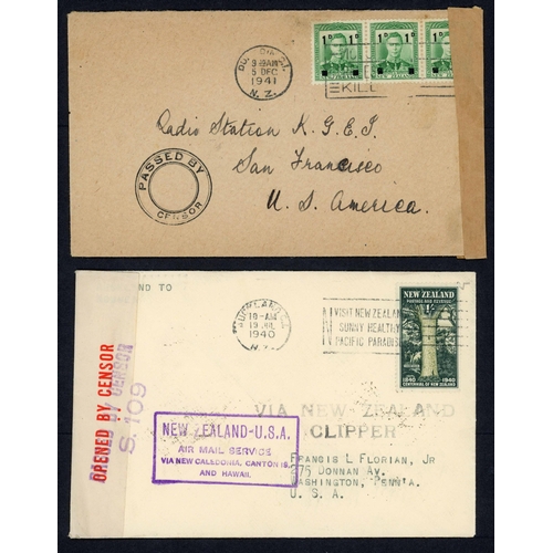 251 - ** MAIL TO/FROM USA; Group with 1940/41 censored envs. to San Francisco or Washington franked N.Zeal... 