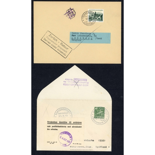 400 - ** EUROPEAN TO/FROM MAIL GROUP; Range with 1944 unsealed env. to Belgium franked Liechtenstein 5c wi... 