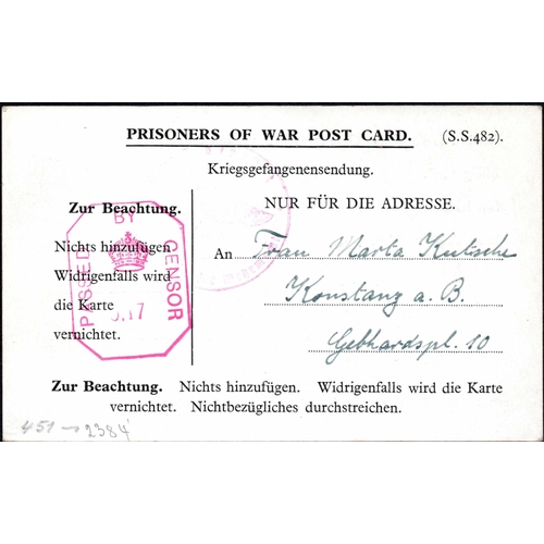 445 - ** GERMAN POW IN GB MAIL; Range with censored May 1940 scarce German language POW PC (S.S.482).to Ge... 