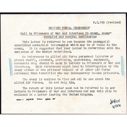 446 - ** GB POW MAIL WITH CENSORED CONTENT; Trio with 1940 censored env. franked KGVI 1d & 1½d with 'RETUR... 