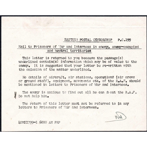 449 - ** GB POW MAIL WITH CENSOR SLIPS; Trio with 1943 censored KGVI 2½d POW lettersheets to a German POW ... 