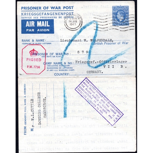 450 - ** GB 2½d KGVI POW LETTERSHEETS; Range with 1941 GB 2d PC to MEF uprated KGV ½d (2) with airmail lab... 