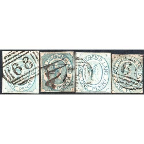 540 - 1853/54 1d COURIER; Used Group with Pl. 1 (rebacked & pen-cancelled) and Pl. II (3 - without margins... 