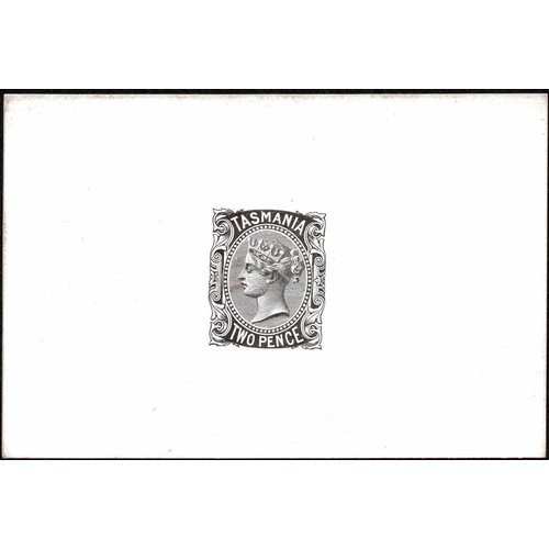 560 - 1870 2d DLR DIE PROOF; The 2d in black on glazed white card without inscriptions or dates. Fine.  Cr... 