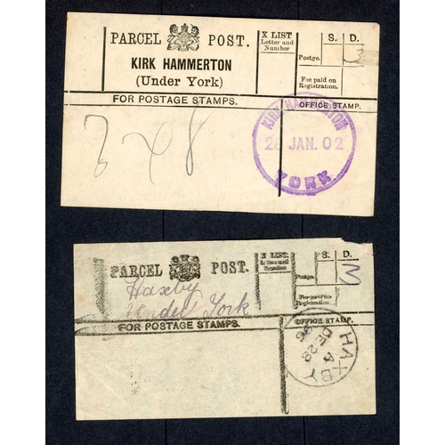 1770 - PARCEL POST LABELS OF YORK & ENVIRONS - A-Z: 1896-1912 accumulation of used (unfranked) & unused lab... 