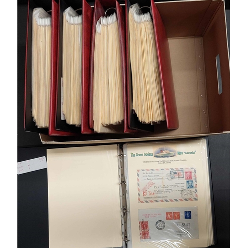 150 - GB RMS CARONIA; Extensive range on annotated leaves in binders (5) in carton inc. real-photo PC's of... 