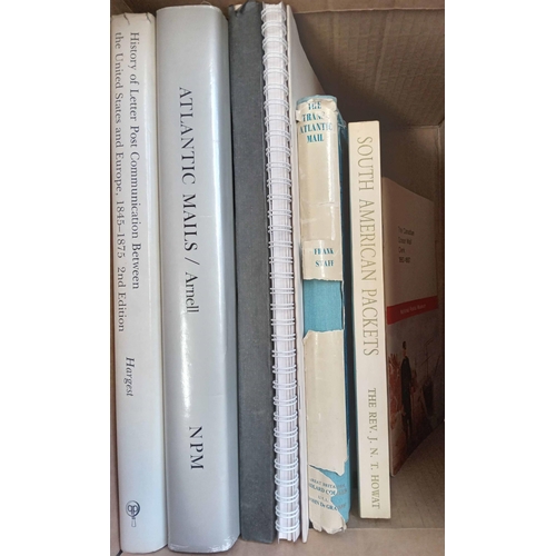 433 - TRANSATLANTIC MAIL: Two boxes containing major publications inc. 'A History of the Mail Service betw... 