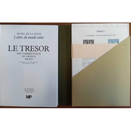 588 - LE TRÉSOR DES TIMBRES POSTE DE FRANCE 1849-1973 by Apaire, et al. In special fold out case with 36 p... 