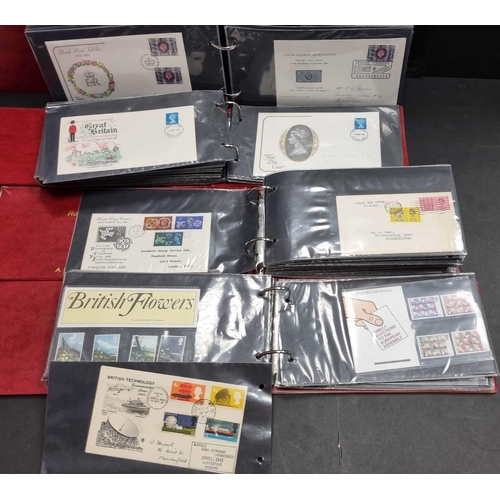 28 - GB FDC COLLECTION WITH COMMONWEALTH MIX: Two cartons containing a mixture of mainly GB FDCs in 8 alb... 