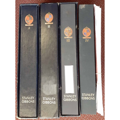 108 - STANLEY GIBBONS HINGELESS GB STAMP ALBUMS: Used albums vols. 2 (2) - 4, with pencil annotations on a... 