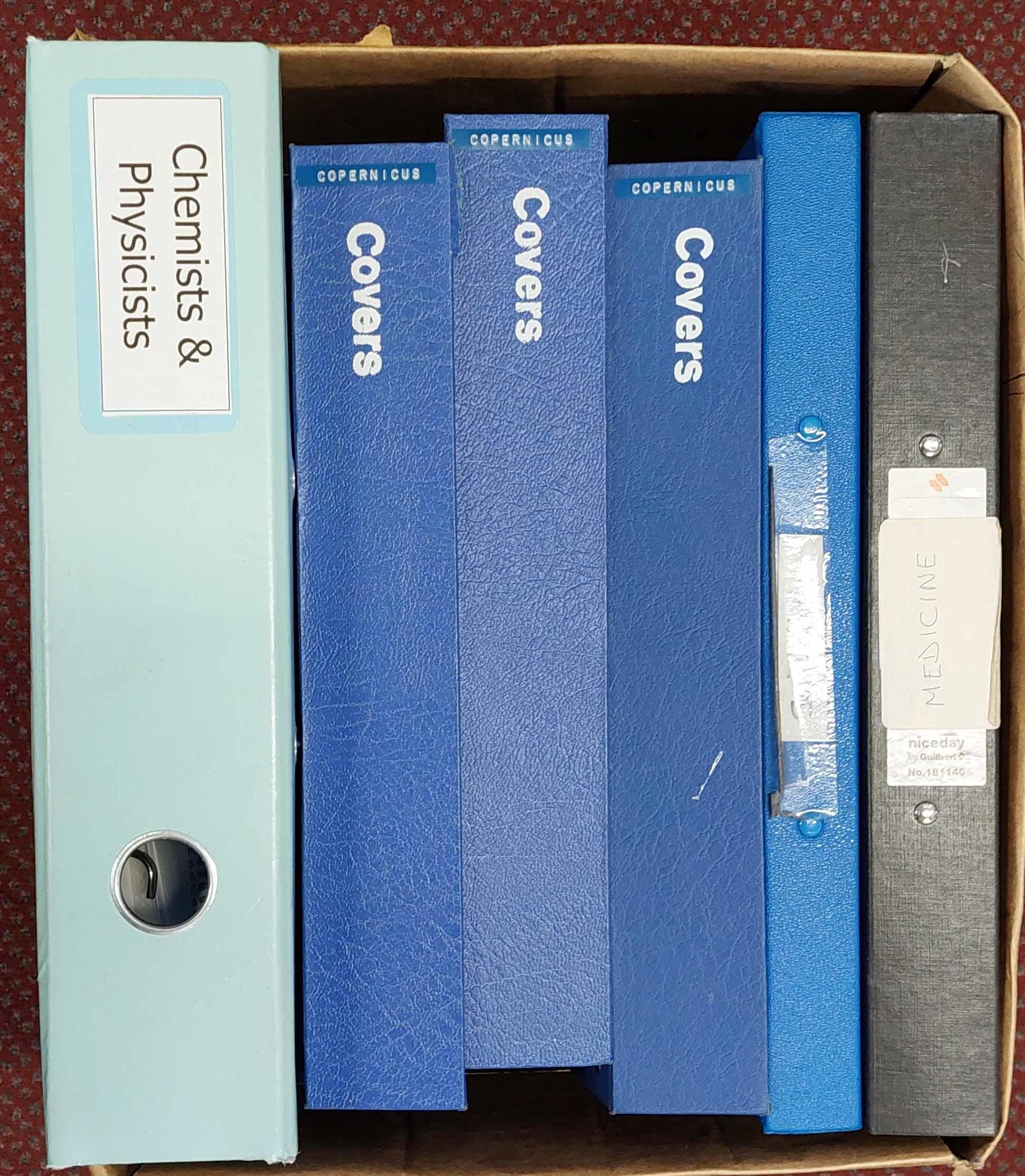 COPERNICUS & SCIENTISTS COLLECTION: Carton with 6 large binders ...