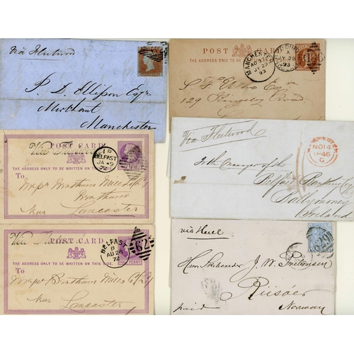 1400 - QV PERIOD COVERS  SENT ACROSS THE IRISH SEA WITH 