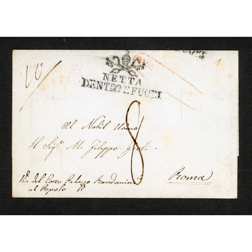 197 - PAPAL STATES 'KEY' INSIGNIA MARKS; Range inc. 1835 official EL to Naples ex Venice and sent via Rome... 