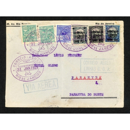 291 - SOUTH AMERICAN AIRMAILS - BRAZIL INTERNAL FLIGHTS: Exceptional 1924-41 display collection of Brazil ... 