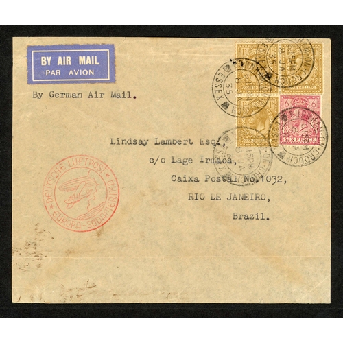 297 - EUROPE TO SOUTH AMERICA AIRMAILS - NON GERMAN ORIGINS MOSTLY VIA GAMBIA: 1934-42 envs (19) inc. 9 No... 