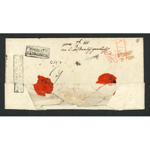 60 - TREBLE DISINFECTED MAIL TO VIENNA; Pair with 4 Sep. 1831 official E to Vienna ex Posen where awl-pun... 