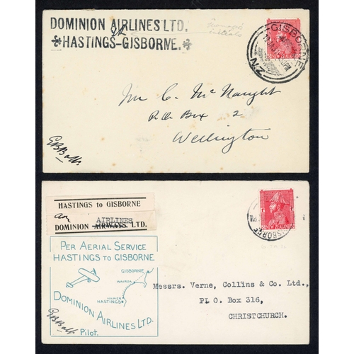 760 - DOMINION AIRLINES LTD: 1931 plain env. bearing Hastings to Gisborne label (reassembled to remove val... 