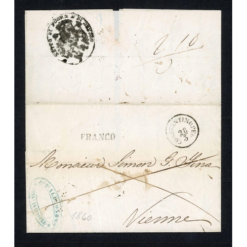 86 - SEMLIN LATER 19th CENTURY MARKS; Range inc. 1855 EL to Marseilles with 