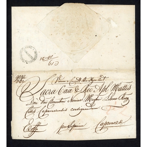 95 - VARASDIN/ZAGREB (CROATIA) DISINFECTION; Pair with Mar. 1800 part-printed Health Passport (in Latin) ... 