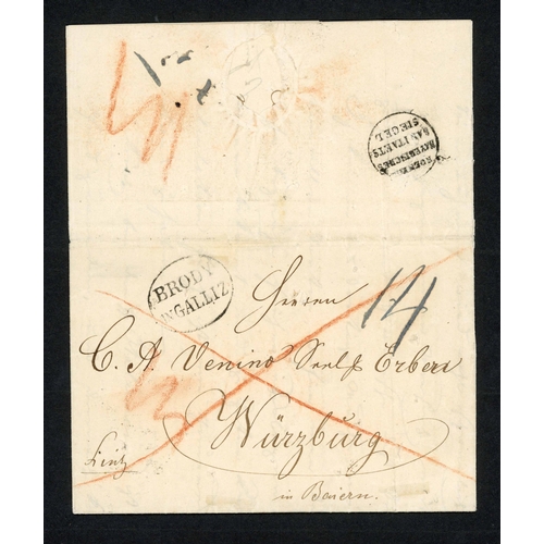 143 - 19th CENTURY MAIL TO/FROM BAVARIA; Trio with Dec. 1831 lightly discoloured EL to France with two-lin... 